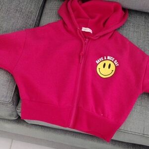 Kids Pink Hoodie with Smiley Face